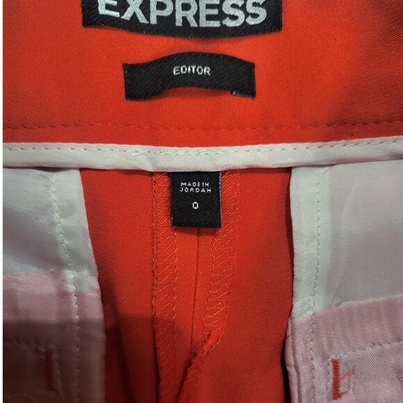 Express Orange/Red Editor Low Rise Straight Cuffed Ankle Dress Pants - Size 0 - Picture 3 of 5